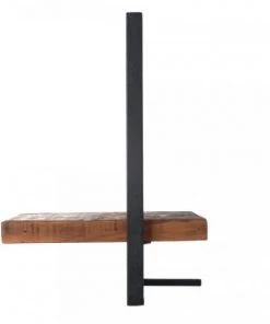 MACABANE Étagères Etagère Murale 1 Plateau En Teck Recyclé Et Métal Noir L20 -Vaisseliers Soldes Magasin etagere murale 1 plateau en teck recycle et metal noir l20 2