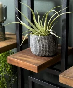 MACABANE Étagères Etagère Murale 1 Plateau En Teck Recyclé Et Métal Noir L20 -Vaisseliers Soldes Magasin etagere murale 1 plateau en teck recycle et metal noir l20 4