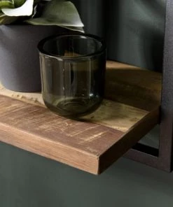 MACABANE Étagères Etagère Murale 1 Plateau En Teck Recyclé Et Métal Noir L35 -Vaisseliers Soldes Magasin etagere murale 1 plateau en teck recycle et metal noir l35 4