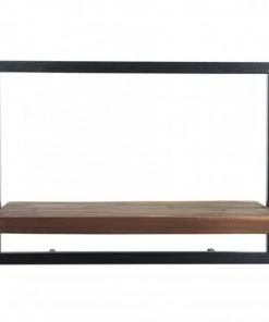 MACABANE Étagères Etagère Murale 1 Plateau En Teck Recyclé Et Métal Noir L50 -Vaisseliers Soldes Magasin etagere murale 1 plateau en teck recycle et metal noir l50 5