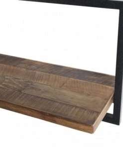 MACABANE Étagères Etagère Murale 1 Plateau En Teck Recyclé Et Métal Noir L65 -Vaisseliers Soldes Magasin etagere murale 1 plateau en teck recycle et metal noir l65 2