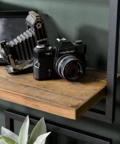 MACABANE Étagères Etagère Murale 1 Plateau En Teck Recyclé Et Métal Noir L65 -Vaisseliers Soldes Magasin etagere murale 1 plateau en teck recycle et metal noir l65 4