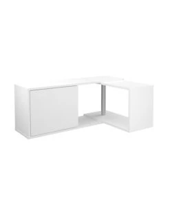 Calicosy Étagères Étagère Murale 1 Porte 2 Niches Angle Modulable - L124,5 Cm - Blanc -Vaisseliers Soldes Magasin etagere murale 1 porte 2 niches angle modulable l124 5 cm blanc 2