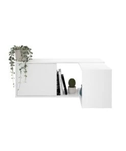 Calicosy Étagères Étagère Murale 1 Porte 2 Niches Angle Modulable - L124,5 Cm - Blanc -Vaisseliers Soldes Magasin etagere murale 1 porte 2 niches angle modulable l124 5 cm blanc 3