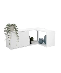 Calicosy Étagères Étagère Murale 1 Porte 2 Niches Angle Modulable - L124,5 Cm - Blanc -Vaisseliers Soldes Magasin etagere murale 1 porte 2 niches angle modulable l124 5 cm blanc 4