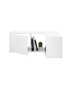 Calicosy Étagères Étagère Murale 1 Porte 2 Niches Angle Modulable - L124,5 Cm - Blanc -Vaisseliers Soldes Magasin etagere murale 1 porte 2 niches angle modulable l124 5 cm blanc 5