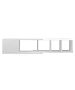 Calicosy Étagères Étagère Murale 1 Porte 4 Niches Angle Modulable - L174,5 Cm - Blanc