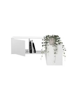 Calicosy Étagères Étagère Murale 1 Porte 4 Niches Angle Modulable - L174,5 Cm - Blanc -Vaisseliers Soldes Magasin etagere murale 1 porte 4 niches angle modulable l174 5 cm blanc 4