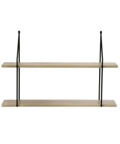 Casâme Étagères Étagère Murale 2 Niveaux Décor Bois L60 Cm -Vaisseliers Soldes Magasin etagere murale 2 niveaux decor bois l60 cm 2