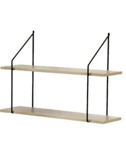 Casâme Étagères Étagère Murale 2 Niveaux Décor Bois L60 Cm