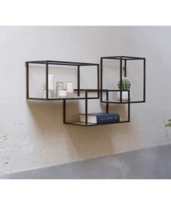 Pomax Étagères Étagère Murale 3 Niches Bois Et Métal -Vaisseliers Soldes Magasin etagere murale 3 niches bois et metal 2