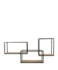 Pomax Étagères Étagère Murale 3 Niches Bois Et Métal