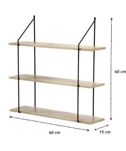Casâme Étagères Étagère Murale 3 Niveaux Décor Bois L60 Cm -Vaisseliers Soldes Magasin etagere murale 3 niveaux decor bois l60 cm 3