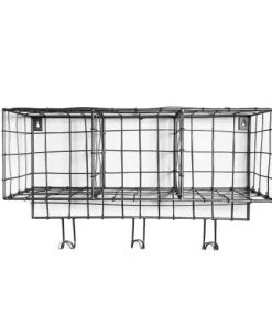 Maison Tilleul Étagères Etagère Murale 3 Paniers Gris