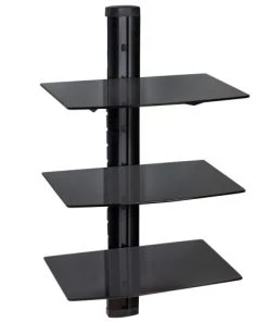 Tectake Étagères Etagère Murale 3 Tablettes Pour Lecteur DVD/ Blu Ray 80 X 42 X 33 Cm