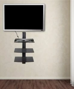 Tectake Étagères Etagère Murale 3 Tablettes Pour Lecteur DVD/ Blu Ray 80 X 42 X 33 Cm -Vaisseliers Soldes Magasin etagere murale 3 tablettes pour lecteur dvd blu ray 80 x 42 x 33 cm 4