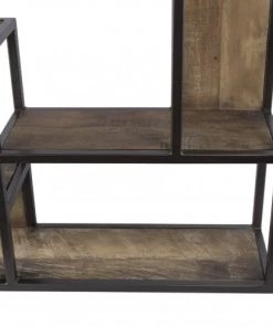 MACABANE Étagères Etagère Murale 4 Niveaux 3 Niches Mahogany Recyclé Métal Noir -Vaisseliers Soldes Magasin etagere murale 4 niveaux 3 niches mahogany recycle metal noir 2