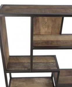 MACABANE Étagères Etagère Murale 4 Niveaux 3 Niches Mahogany Recyclé Métal Noir -Vaisseliers Soldes Magasin etagere murale 4 niveaux 3 niches mahogany recycle metal noir 5