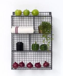 Maison Tilleul Étagères Etagère Murale 5 Niches Gris -Vaisseliers Soldes Magasin etagere murale 5 niches gris 2