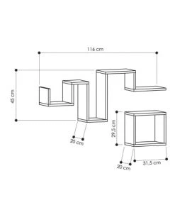 Toilinux Étagères Etagère Murale à Angles Droits L.116cm Blanc -Vaisseliers Soldes Magasin etagere murale a angles droits l 116cm blanc 2