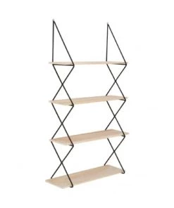 Wadiga Étagères Étagère Murale Bois De Palownia Et Métal 4 étages