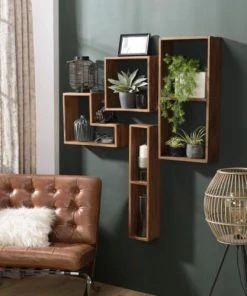 MACABANE Étagères Etagère Murale Carrée 1 Niche En Teck Recyclé -Vaisseliers Soldes Magasin etagere murale carree 1 niche en teck recycle 5