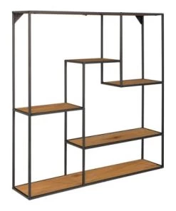 Meubles & Design Étagères Étagère Murale Carrée En Métal Et Bois