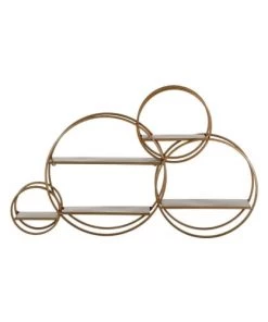 Ixia Étagères Étagère Murale Cercles En Métal Doré - 84x13x54 -Vaisseliers Soldes Magasin etagere murale cercles en metal dore 84x13x54 3