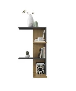 Calicosy Étagères Etagère Murale D'Angle 4 Plateaux H77 Cm - Aspect Chêne Artisan -Vaisseliers Soldes Magasin etagere murale d angle 4 plateaux h77 cm aspect chene artisan 4