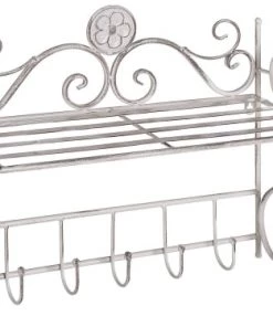 Beliani Étagères Étagère Murale De Salle De Bain Blanche Effet Vieilli