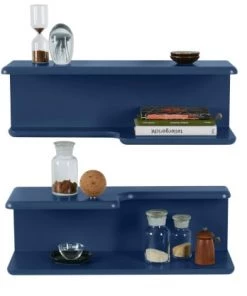 Meubles & Design Étagères Etagère Murale Design En Bois Bleu Foncé -Vaisseliers Soldes Magasin etagere murale design en bois bleu fonce 3