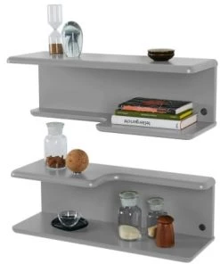 Meubles & Design Étagères Etagère Murale Design En Bois Gris -Vaisseliers Soldes Magasin etagere murale design en bois gris 3