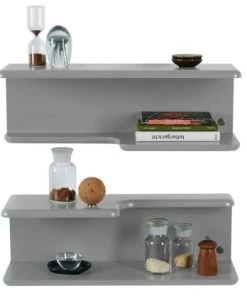 Meubles & Design Étagères Etagère Murale Design En Bois Gris -Vaisseliers Soldes Magasin etagere murale design en bois gris 4