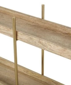 Maisons Du Monde Étagères Etagère Murale En Bois De Manguier Et Métal Doré -Vaisseliers Soldes Magasin etagere murale en bois de manguier et metal dore 1000 9 21 222692 3