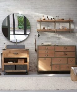 Maisons Du Monde Étagères Etagère Murale En Bois De Manguier Et Métal Doré -Vaisseliers Soldes Magasin etagere murale en bois de manguier et metal dore 1000 9 21 222692 4