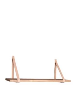 House Nordic Étagères Etagère Murale En Bois Et Cuir 120x20 Cm Naturel -Vaisseliers Soldes Magasin etagere murale en bois et cuir 120x20 cm naturel 1