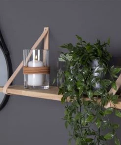 House Nordic Étagères Etagère Murale En Bois Et Cuir 80x20 Cm Naturel -Vaisseliers Soldes Magasin etagere murale en bois et cuir 80x20 cm naturel 3