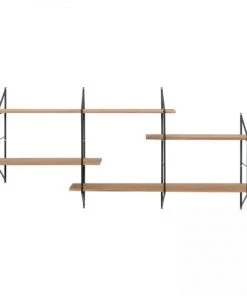 Oviala Étagères Étagère Murale En Bois Massif Beige 191 X 25,5 X 79 Cm -Vaisseliers Soldes Magasin etagere murale en bois massif beige 191 x 25 5 x 79 cm 2