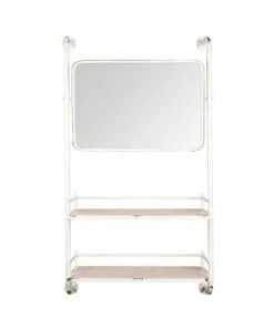 Dutchbone Étagères Etagère Murale En Métal Avec Miroir Blanc