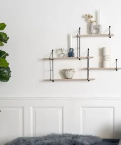 House Nordic Étagères Étagère Murale En Métal Et Bois Clair -Vaisseliers Soldes Magasin etagere murale en metal et bois clair 2