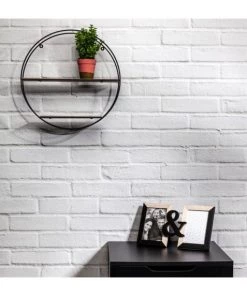 Casâme Étagères Étagère Murale En Métal Filaire Avec 2 Plateaux - Beige Et Noir -Vaisseliers Soldes Magasin etagere murale en metal filaire avec 2 plateaux beige et noir 2