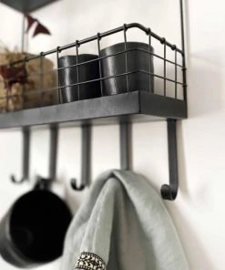 Maison Tilleul Étagères Etagère Murale En Métal Grillagé Noir -Vaisseliers Soldes Magasin etagere murale en metal grillage noir 2
