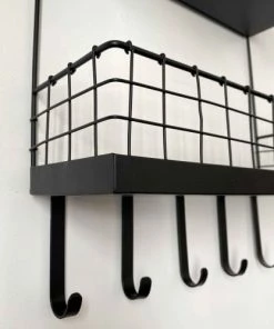 Maison Tilleul Étagères Etagère Murale En Métal Grillagé Noir -Vaisseliers Soldes Magasin etagere murale en metal grillage noir 4