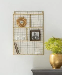Maison Tilleul Étagères Etagère Murale En Métal Grillagé Or -Vaisseliers Soldes Magasin etagere murale en metal grillage or 7