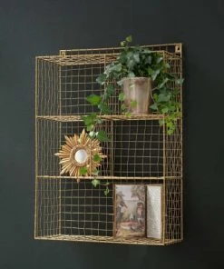 Maison Tilleul Étagères Etagère Murale En Métal Grillagé Or -Vaisseliers Soldes Magasin etagere murale en metal grillage or 8