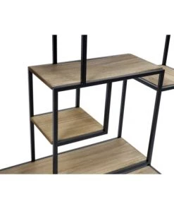 Wadiga Étagères Étagère Murale En Métal Noir Et 7 Plateaux En Bois 83x17x83cm -Vaisseliers Soldes Magasin etagere murale en metal noir et 7 plateaux en bois 83x17x83cm 2