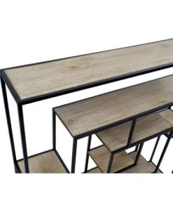Wadiga Étagères Étagère Murale En Métal Noir Et 7 Plateaux En Bois 83x17x83cm -Vaisseliers Soldes Magasin etagere murale en metal noir et 7 plateaux en bois 83x17x83cm 3