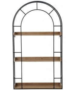 Wadiga Étagères Étagère Murale En Métal Noir Et Bois Fenêtre 60x18x107cm