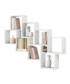 Calicosy Étagères Etagère Murale Flottante 11 Compartiments - Blanc -Vaisseliers Soldes Magasin etagere murale flottante 11 compartiments blanc 2