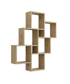 Calicosy Étagères Étagère Murale Flottante 8 Compartiments - Aspect Chêne Artisan